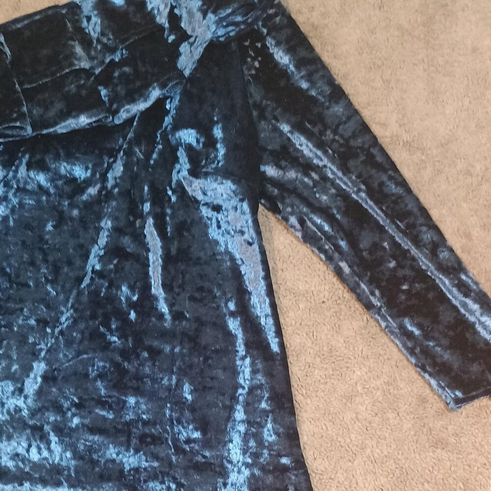 Anthropologie Entro/Ruffle Blouse/Womens Small/Royal Blue/Velvet Whimsigoth - Picture 10 of 11